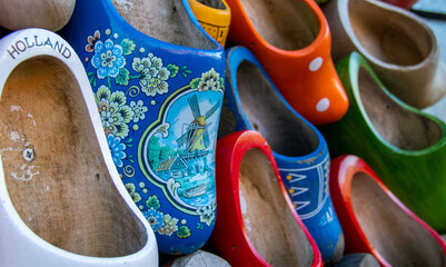 Traditional painted wooden clogs