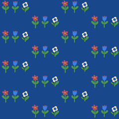 Seamless natural pattern of flowers in a simple shape. Vector print for paper, wallpaper and textile design