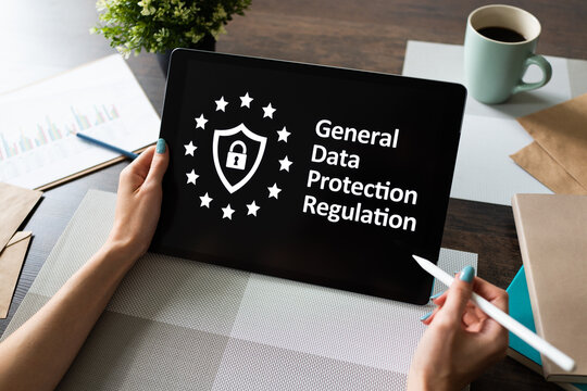 GDPR - General data protection regulation law. Business and internet concept on screen.