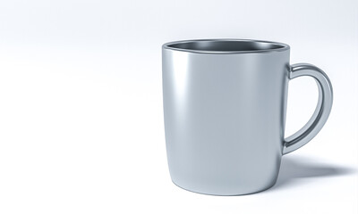metal mug on white background.