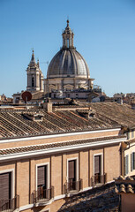Rooftops and church dome in Rome