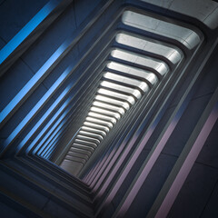 Obraz premium concrete and metal structure with repetitive curved arches.