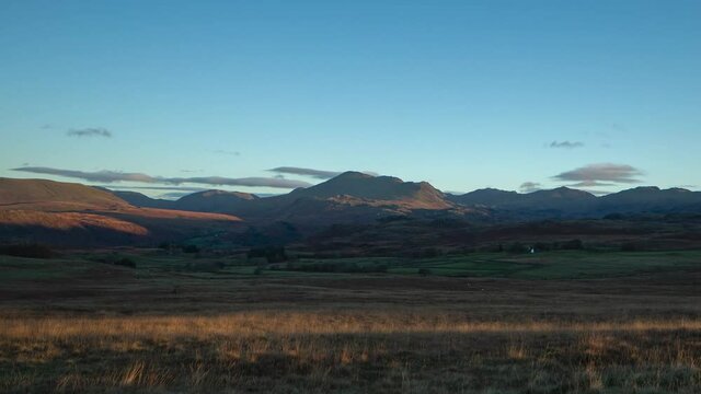 Lake District National Park, Birker Fell towards Hard Knott Southern Lakes Sunrise Time Lapse Cumbria