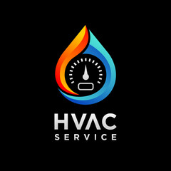 HVAC logo with temperature concept