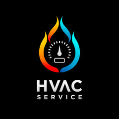 cooling and heating logo with temperature concept