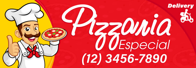 Banner Pizzaria Especial - Horizontal - obrazy, fototapety, plakaty