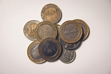 Turkish lira on white background.