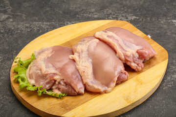 Raw chicken boneless and skinless leg