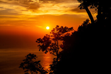 Aerial view of Big Buddha viewpoint at sunset in Phuket province, Thailand