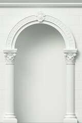 3 d illustration. Antique white colonnade with Corinthian columns. Three arched entrance or niche. - obrazy, fototapety, plakaty