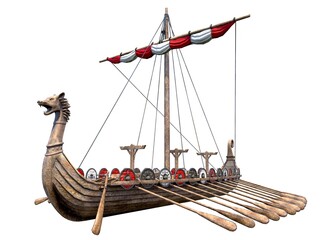 Isolated Viking Ship on White Background 3D Illustration © mastclick