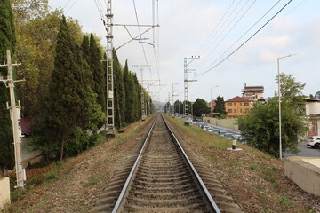 Fototapeta premium railroad tracks in the morning