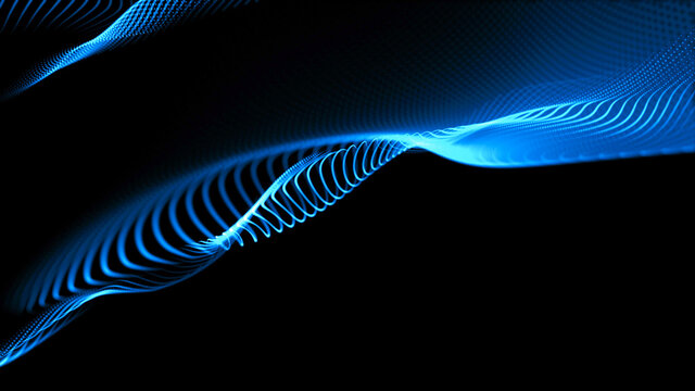 Creative blue technology abstract background. Futuristic digital data flow. 3D rendering