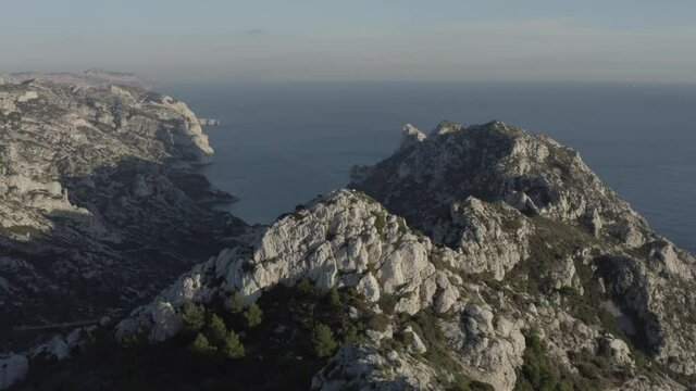 view from the mountain, calanques Marseille, drone