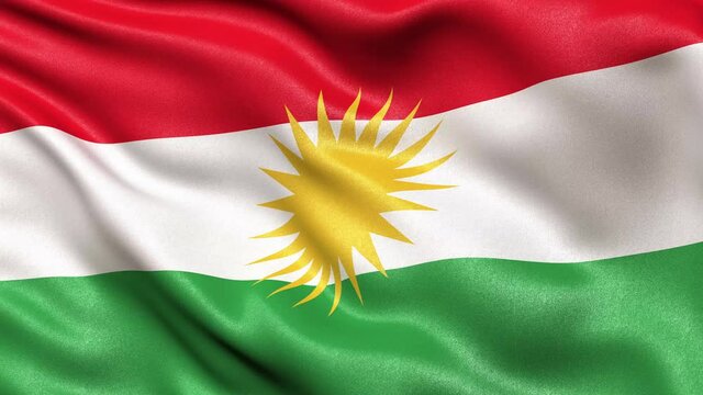 Kurdistan Flag Seamless Loop. 3D animation.