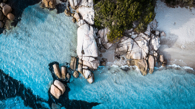 Rocks in the sea, drone view