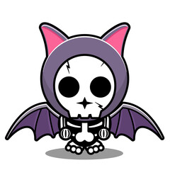 vector cartoon character mascot costume human skull cute bat bird
