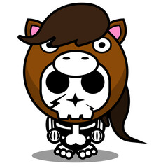 vector cartoon character mascot costume human skull cute horse animal