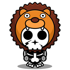vector cartoon character mascot costume human skull animal cute lion