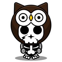 vector cartoon character mascot costume human skull animal cute owl