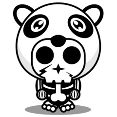 vector cartoon character mascot costume human skull cute animal panda