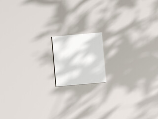 square card mockup in boho, invitation mockup, greeting card on beige background, 3d render