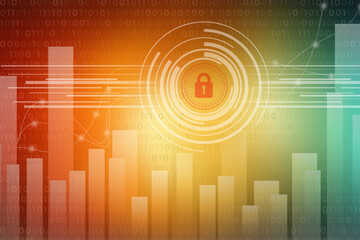 2d illustration Safety concept: Closed Padlock on digital background
