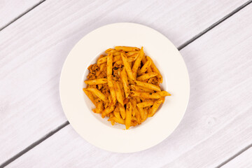 penne pasta with bolognese sauce