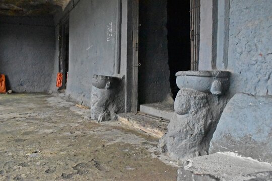 interior of lonad caves, maharashtra, india 