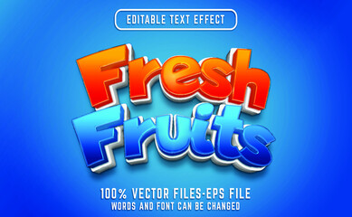 fresh fruits cartoon style text effect premium vectors