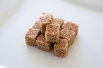 brown sugar cubes close up