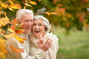 Portrait of beautiful senior couple relaxing in the park