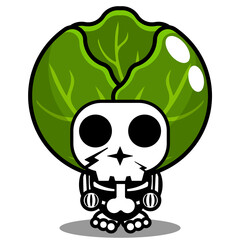 vector cartoon character mascot costume man cute cabbage vegetable skull