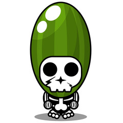 vector cartoon character cute cucumber vegetable skull human mascot costume