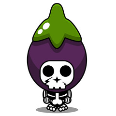 vector cartoon character mascot costume human skull vegetable cute eggplant