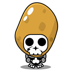 vector cartoon character cute potato vegetable skull mascot costume character