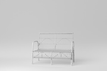Wooden furniture, rattan basket handmade chair on white background. minimal concept. 3D render.