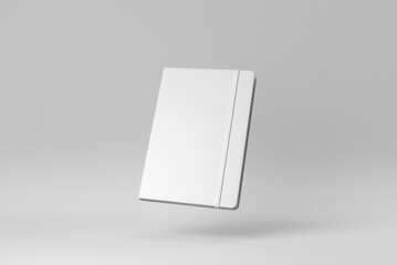 Blank Notebook with Elastic Band on white background. minimal concept. 3D render.