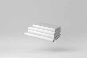 Stack of books on white background. for mockup scene. 3D render.