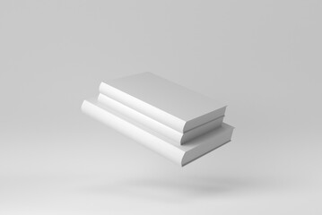 Stack of books on white background. for mockup scene. 3D render. - 481198562