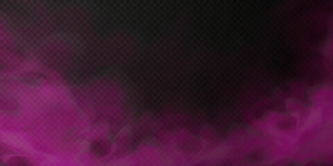 Pink smoke puff isolated on transparent black background. PNG. Steam explosion special effect. Effective texture of steam, fog, smoke png. Vector illustration   © Sergey
