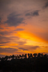 Sailing boat during sunset at Promthep Cape in Phuket peninsula, Thailand