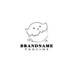 easter chick logo cartoon icon design template black isolated vector illustration