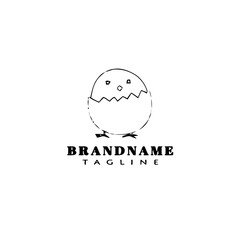 easter chick logo cartoon icon design template black isolated vector illustration