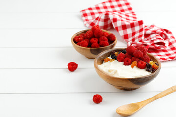 Homemade yogurt with raspberry