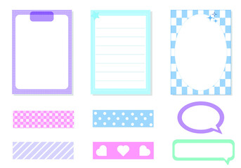 collection set of the soft color pastel digital memo, planner, notepad, paper, sticky note, reminder, journal. cute, simple, and printable