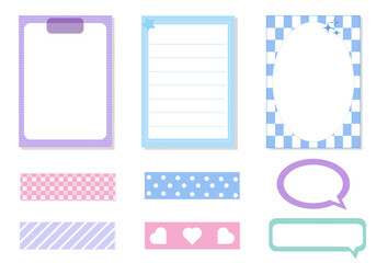 collection set of the soft color pastel digital memo, planner, notepad, paper, sticky note, reminder, journal. cute, simple, and printable
