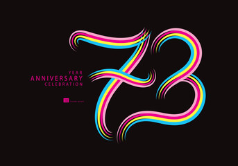 73 years anniversary celebration logotype colorful line vector, 73th birthday logo, 73 number, Banner template, vector design template elements for invitation card and poster.