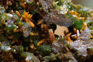 .mimienite,wulfenite, mineral specimen stone rock geology gem crystal