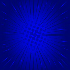 comic background halftone dots blue color.  retro sunburst effect